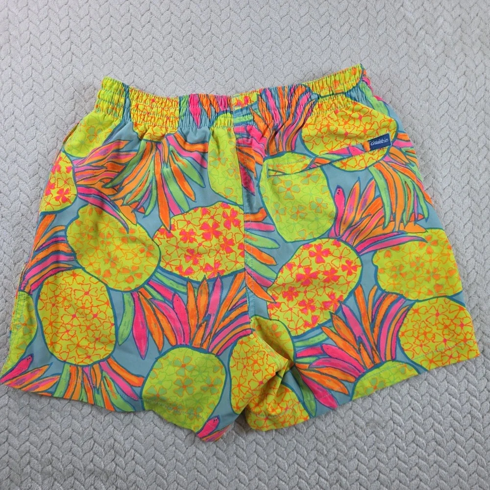 Chubbies Mens Neon Pineapple Swim Trunks Blue Yellow Orange 5.5 Inseam Medium